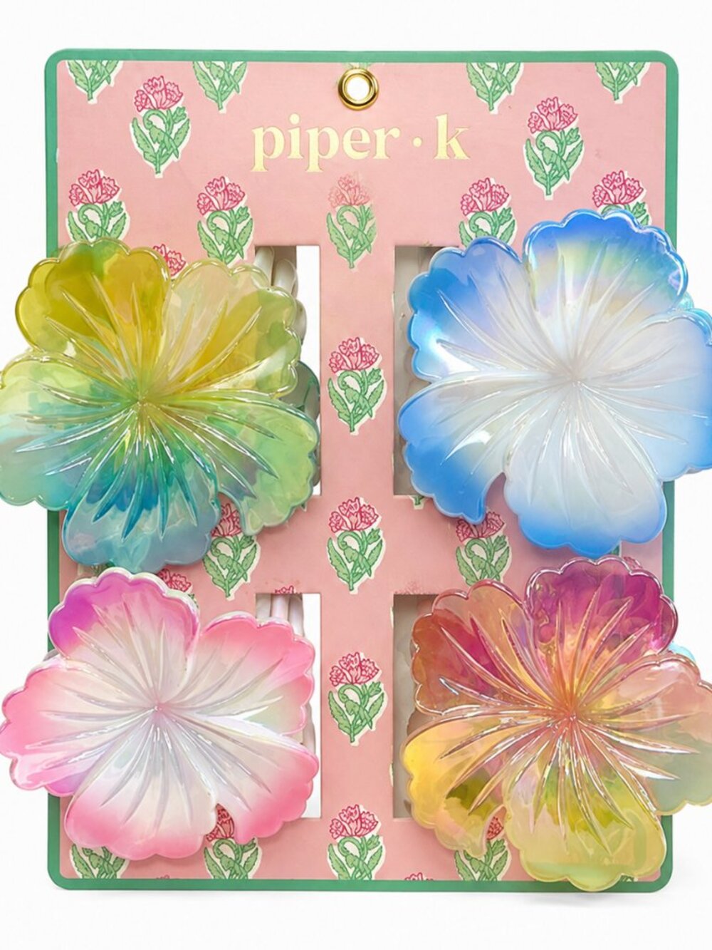 Piper K Iridescent Resin Flower Hair Claw Clip - NWT